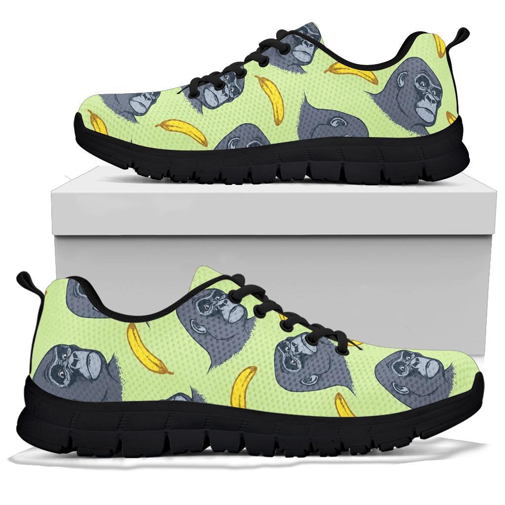 Gorilla Banana Pattern Print Sneaker Shoes For Men Women-grizzshop