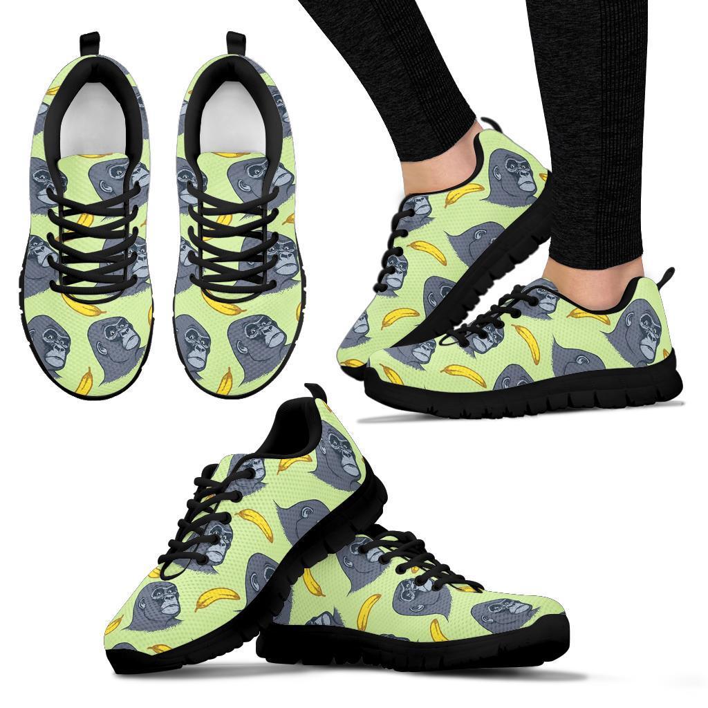 Gorilla Banana Pattern Print Sneaker Shoes For Men Women-grizzshop