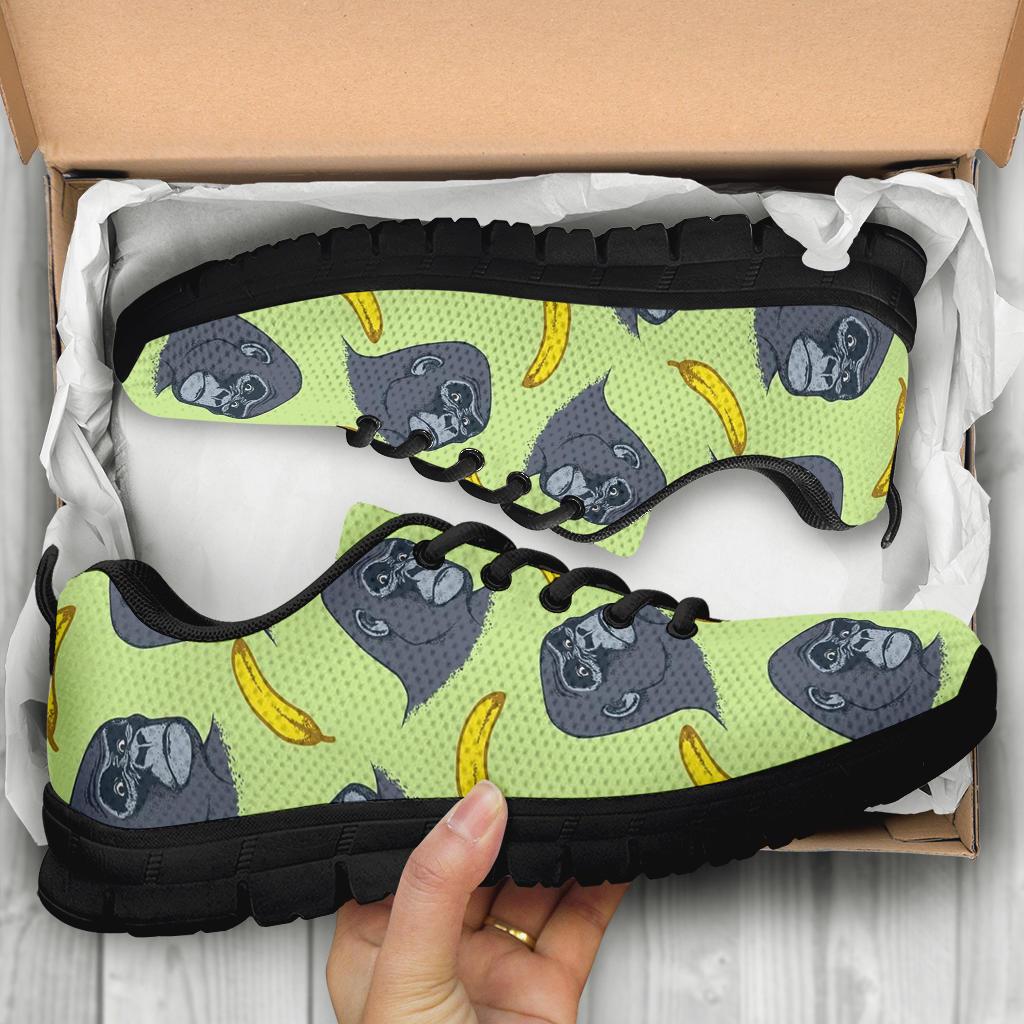 Gorilla Banana Pattern Print Sneaker Shoes For Men Women-grizzshop