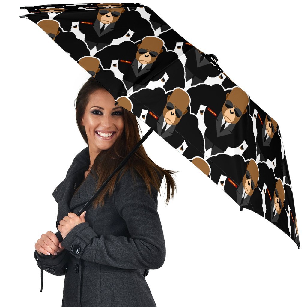 Gorilla Bodyguard Pattern Print Automatic Foldable Umbrella-grizzshop