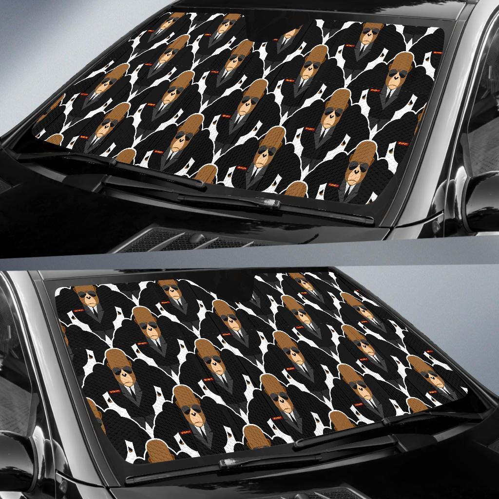 Gorilla Bodyguard Pattern Print Car Sun Shade-grizzshop