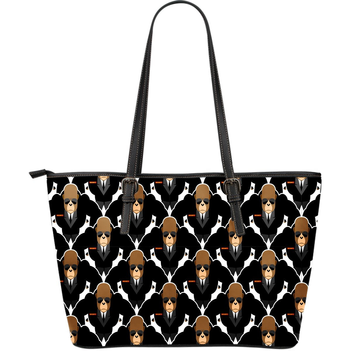 Gorilla Bodyguard Pattern Print Leather Tote Bag-grizzshop