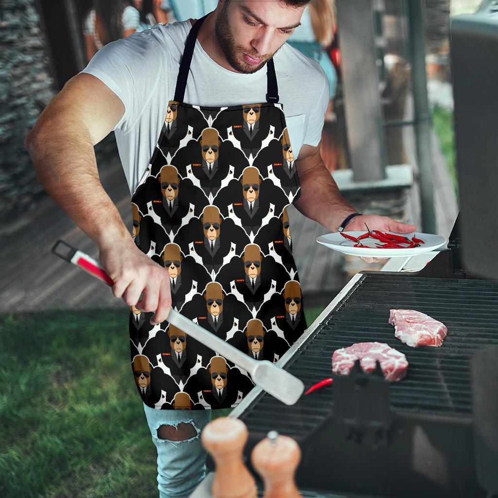 Gorilla Bodyguard Pattern Print Men's Apron-grizzshop