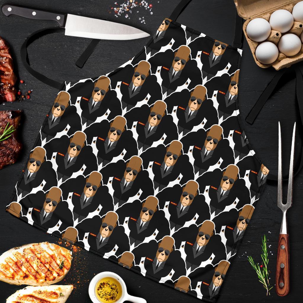 Gorilla Bodyguard Pattern Print Men's Apron-grizzshop