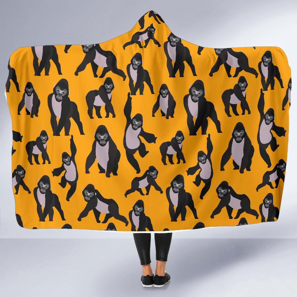 Gorilla Pattern Print Hooded Blanket-grizzshop