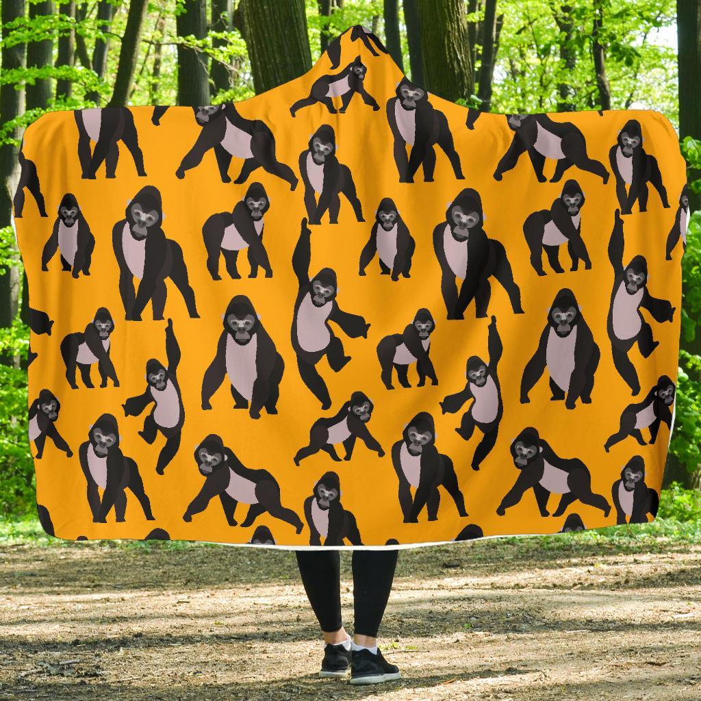 Gorilla Pattern Print Hooded Blanket-grizzshop