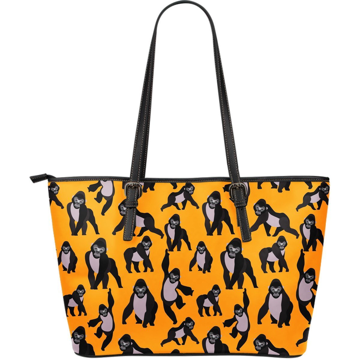 Gorilla Pattern Print Leather Tote Bag-grizzshop