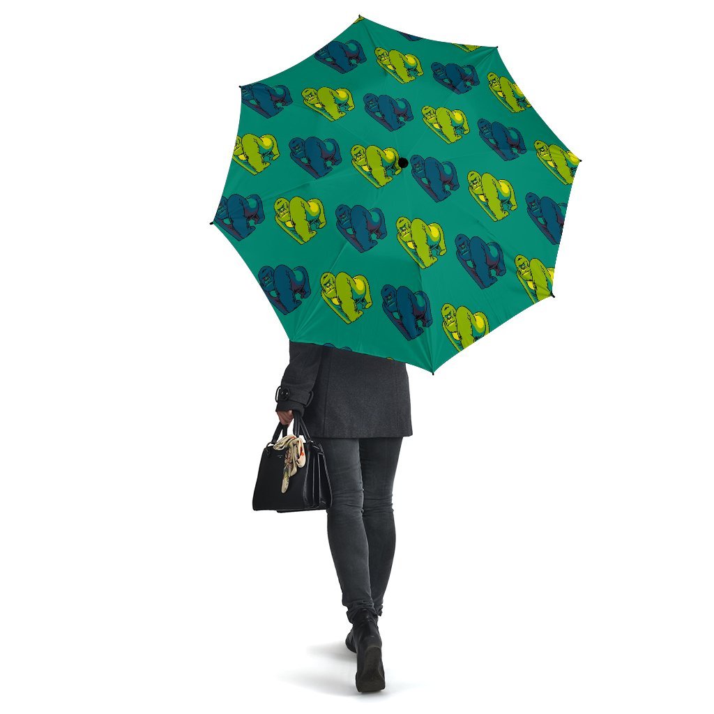 Gorilla Print Pattern Automatic Foldable Umbrella-grizzshop