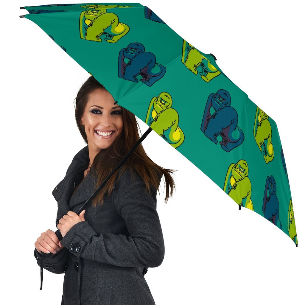 Gorilla Print Pattern Automatic Foldable Umbrella-grizzshop