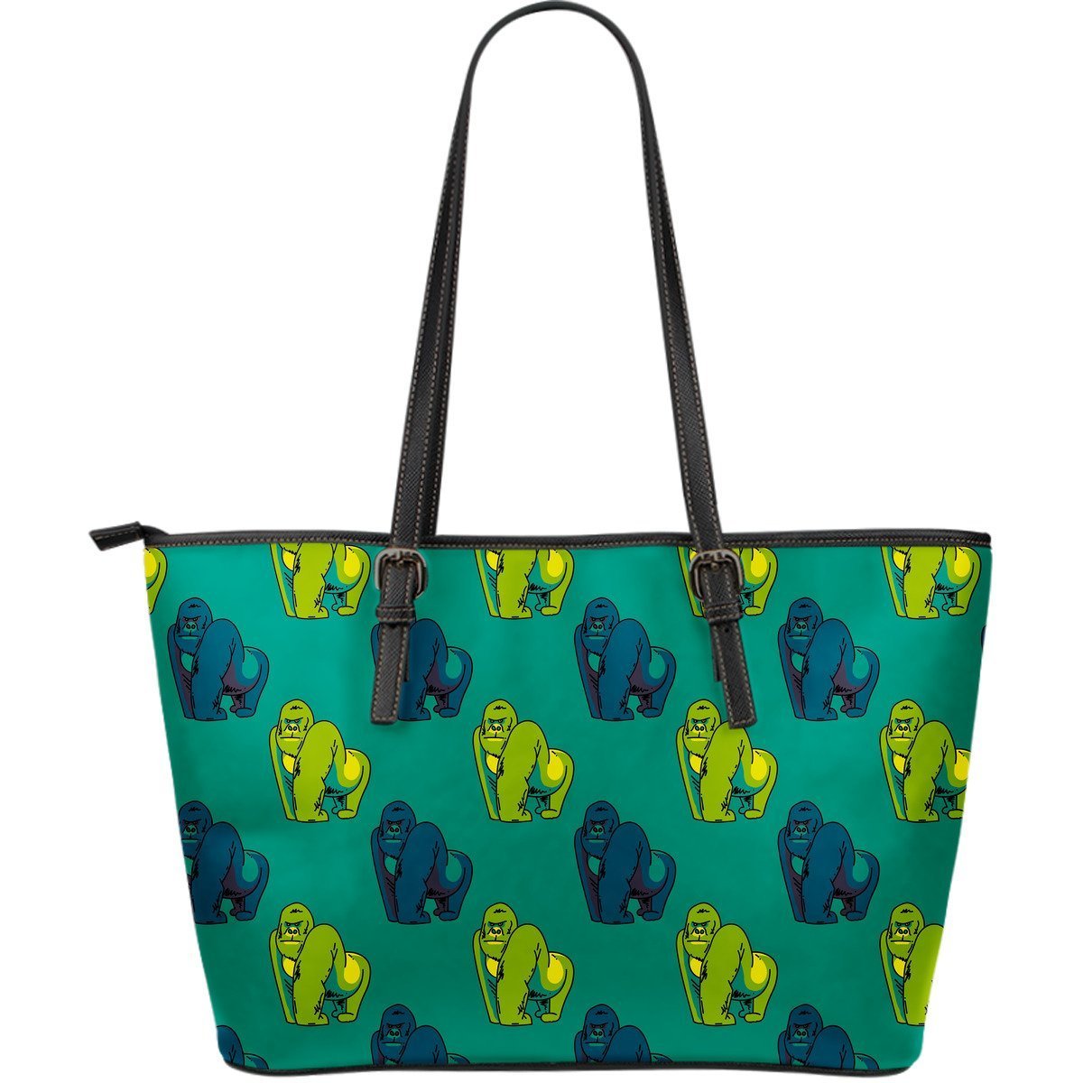 Gorilla Print Pattern Leather Tote Bag-grizzshop