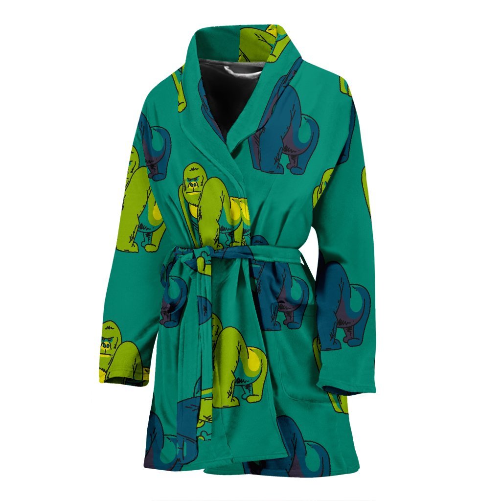 Gorilla Print Pattern Women Long Robe-grizzshop