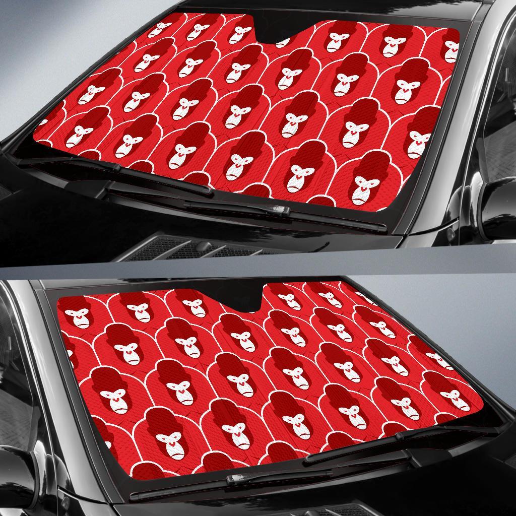 Gorilla Red Pattern Print Car Sun Shade-grizzshop
