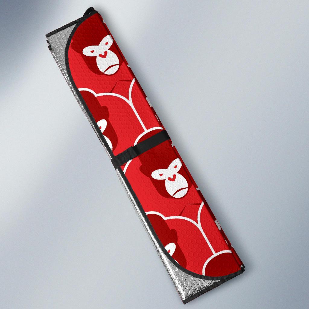 Gorilla Red Pattern Print Car Sun Shade-grizzshop