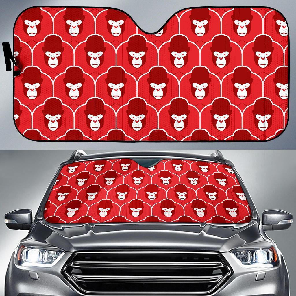 Gorilla Red Pattern Print Car Sun Shade-grizzshop