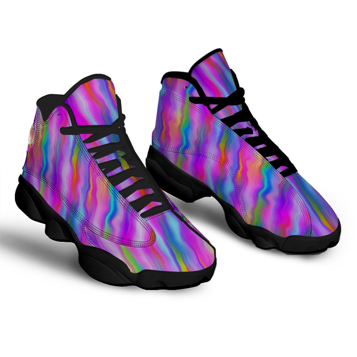 Gradient Psychedelic Print Pattern Black Basketball Shoes-grizzshop