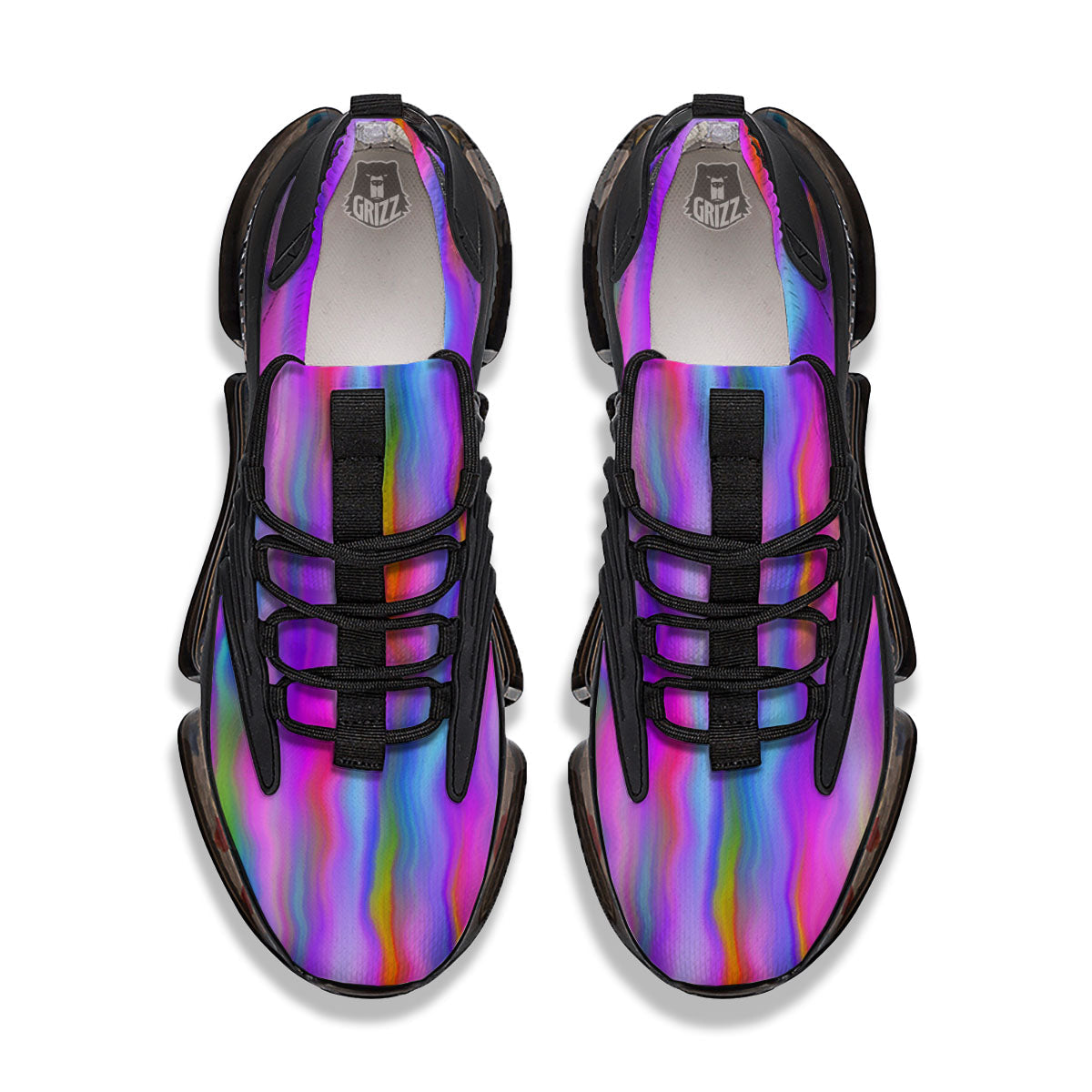 Gradient Psychedelic Print Pattern Black Gym Shoes-grizzshop