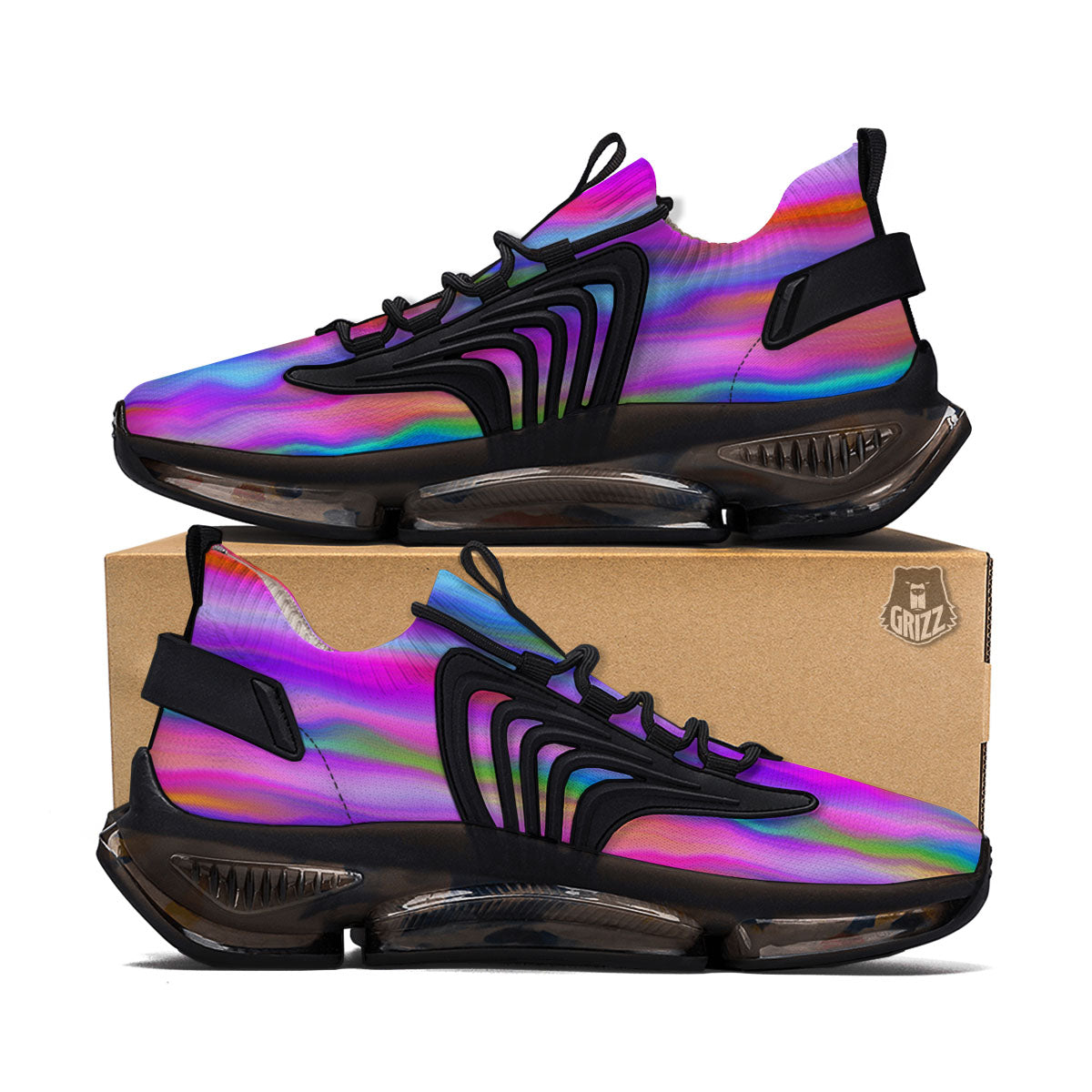 Gradient Psychedelic Print Pattern Black Gym Shoes-grizzshop