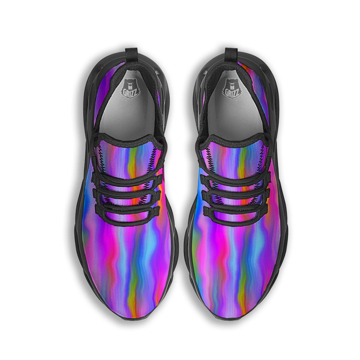 Gradient Psychedelic Print Pattern Black Running Shoes-grizzshop