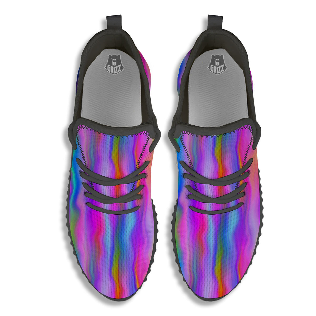 Gradient Psychedelic Print Pattern Black Walking Shoes-grizzshop