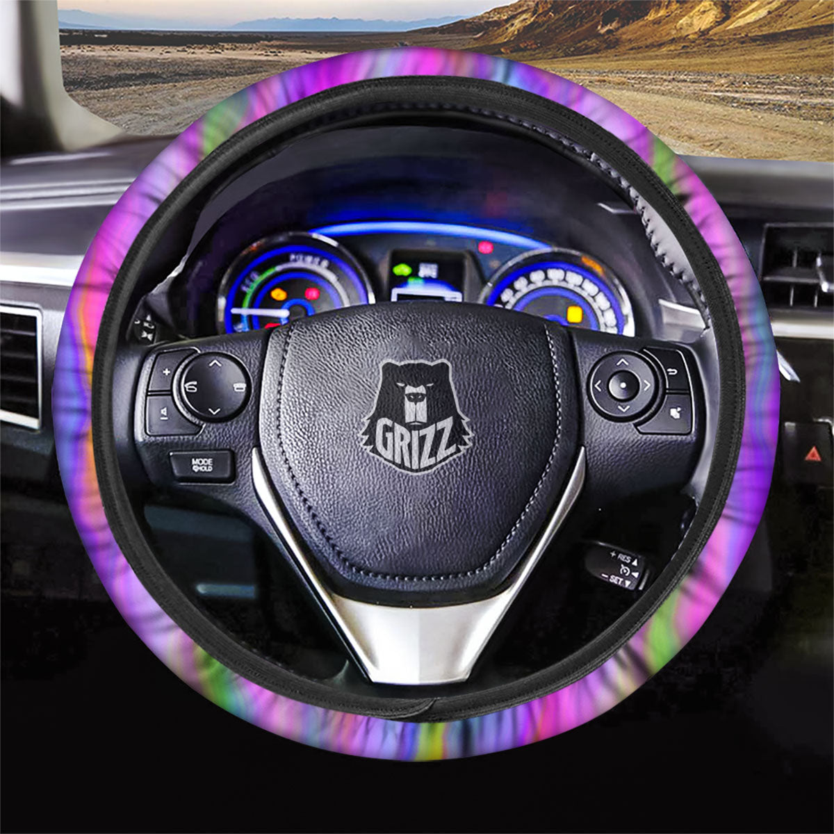 Gradient Psychedelic Print Pattern Car Steering Wheel Cover-grizzshop