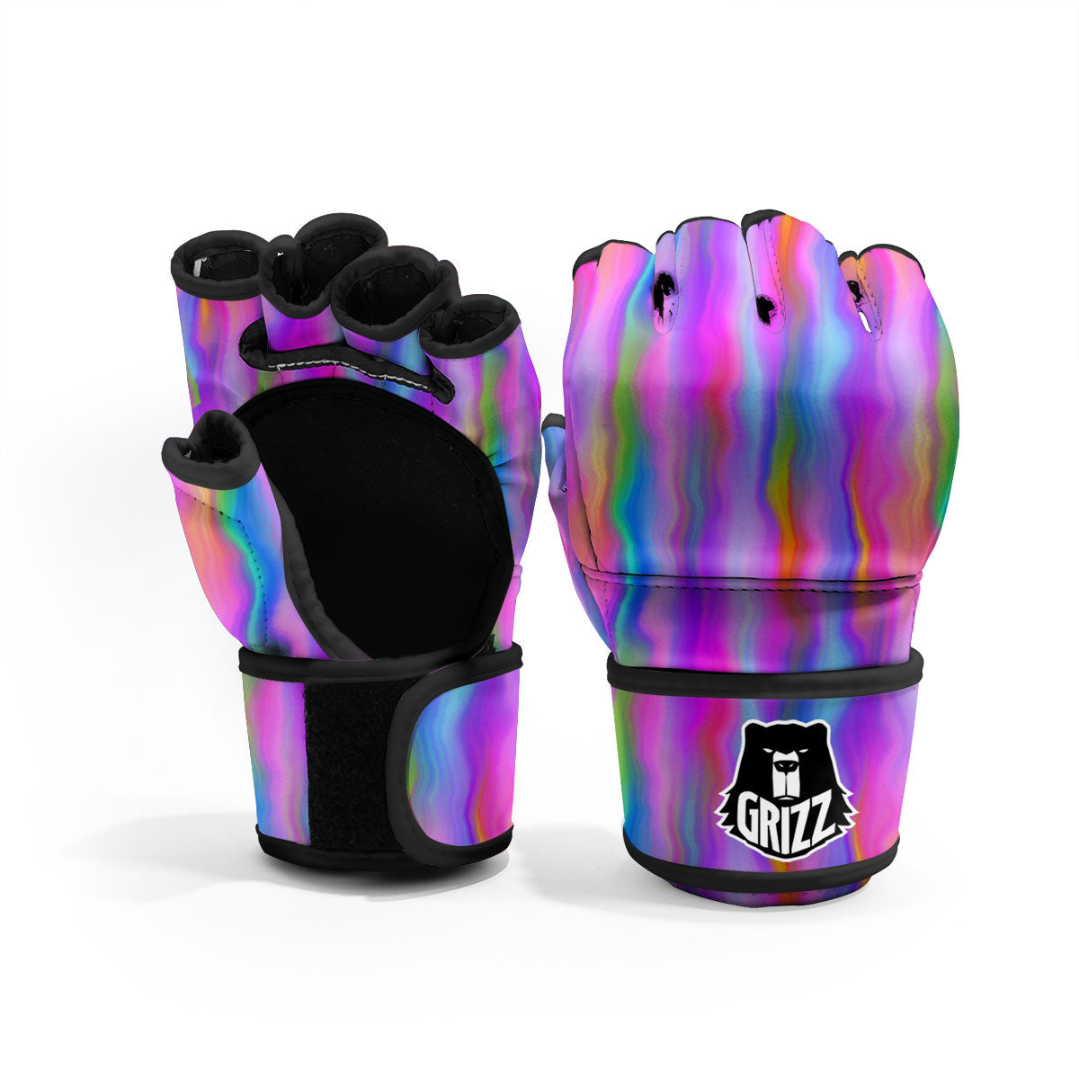 Gradient Psychedelic Print Pattern MMA Gloves-grizzshop