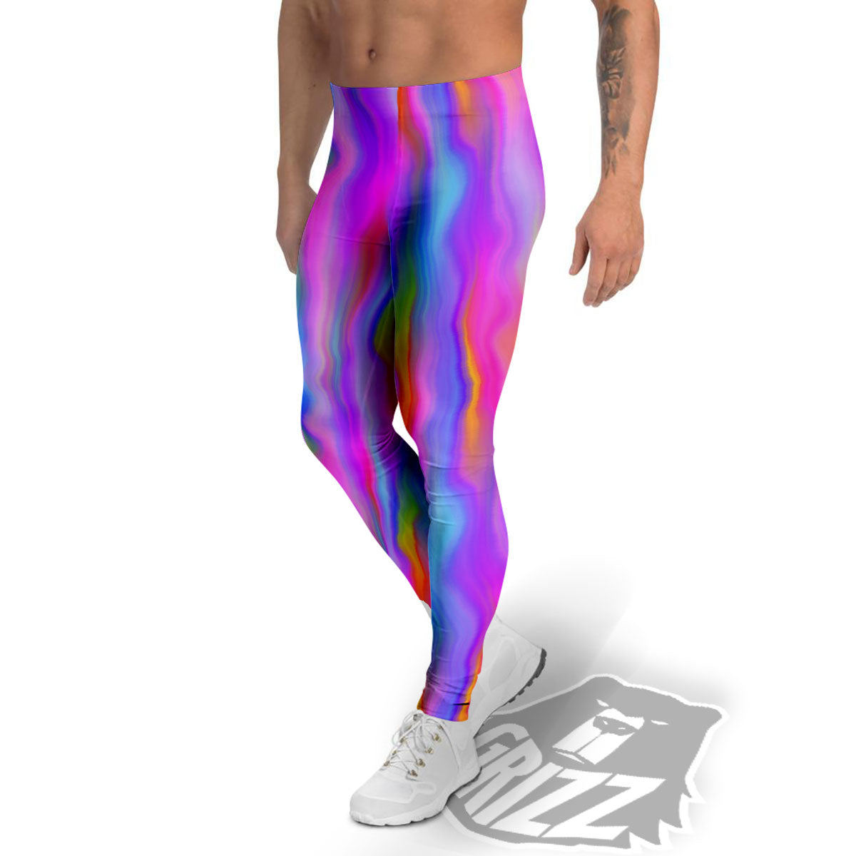 Gradient Psychedelic Print Pattern Men's Leggings-grizzshop