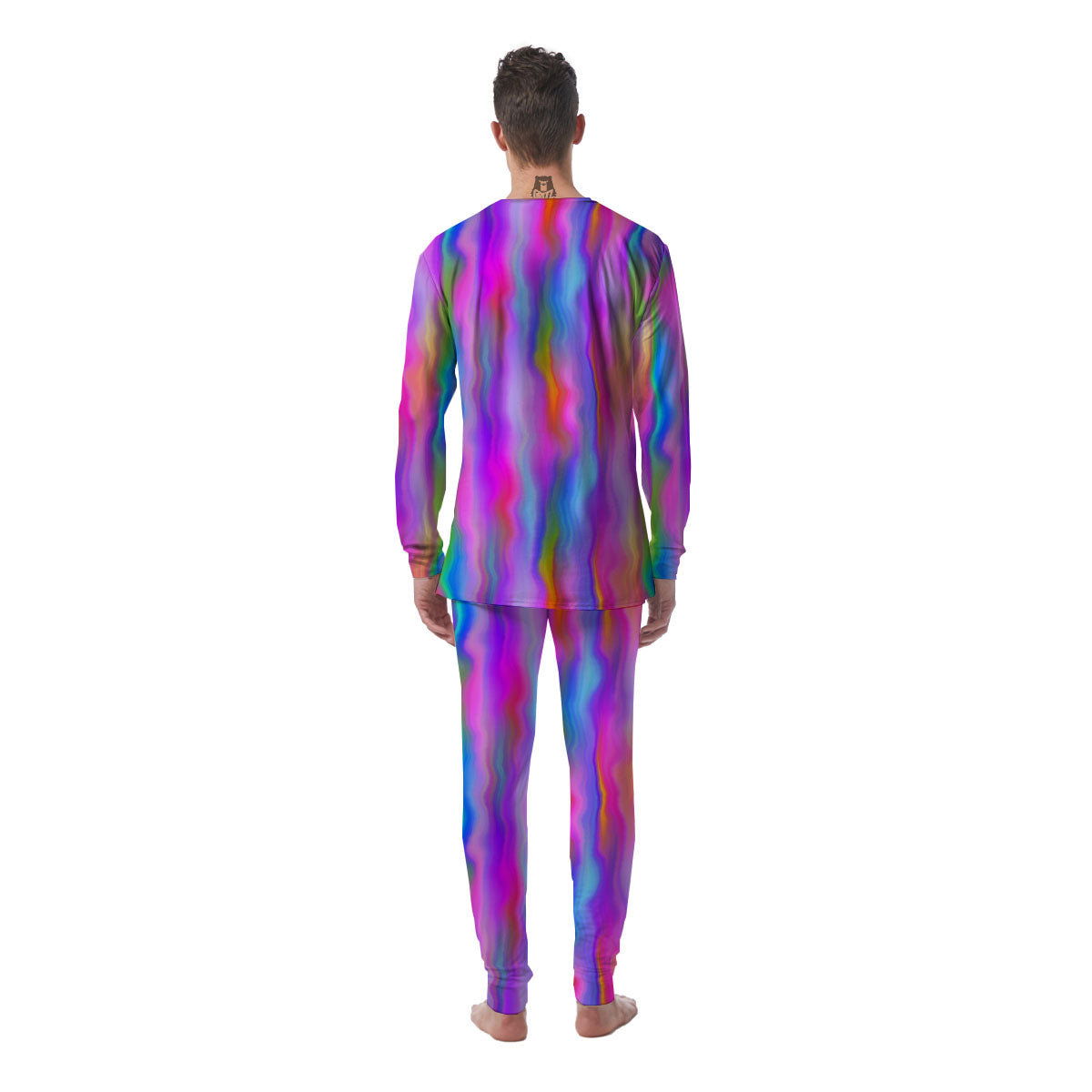 Gradient Psychedelic Print Pattern Men's Pajamas-grizzshop