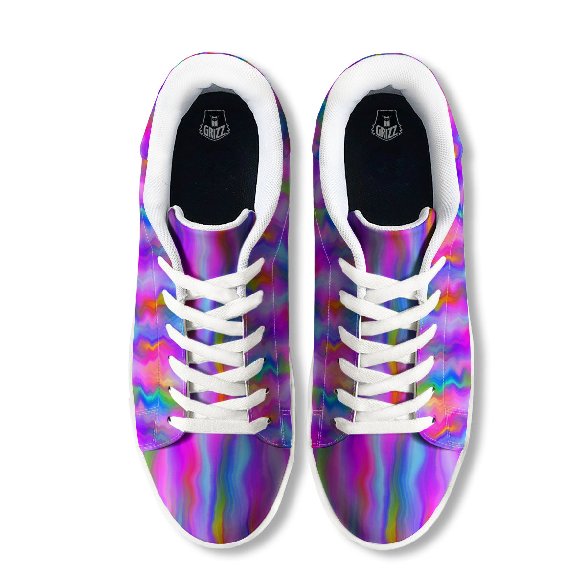 Gradient Psychedelic Print Pattern White Low Top Sneakers-grizzshop