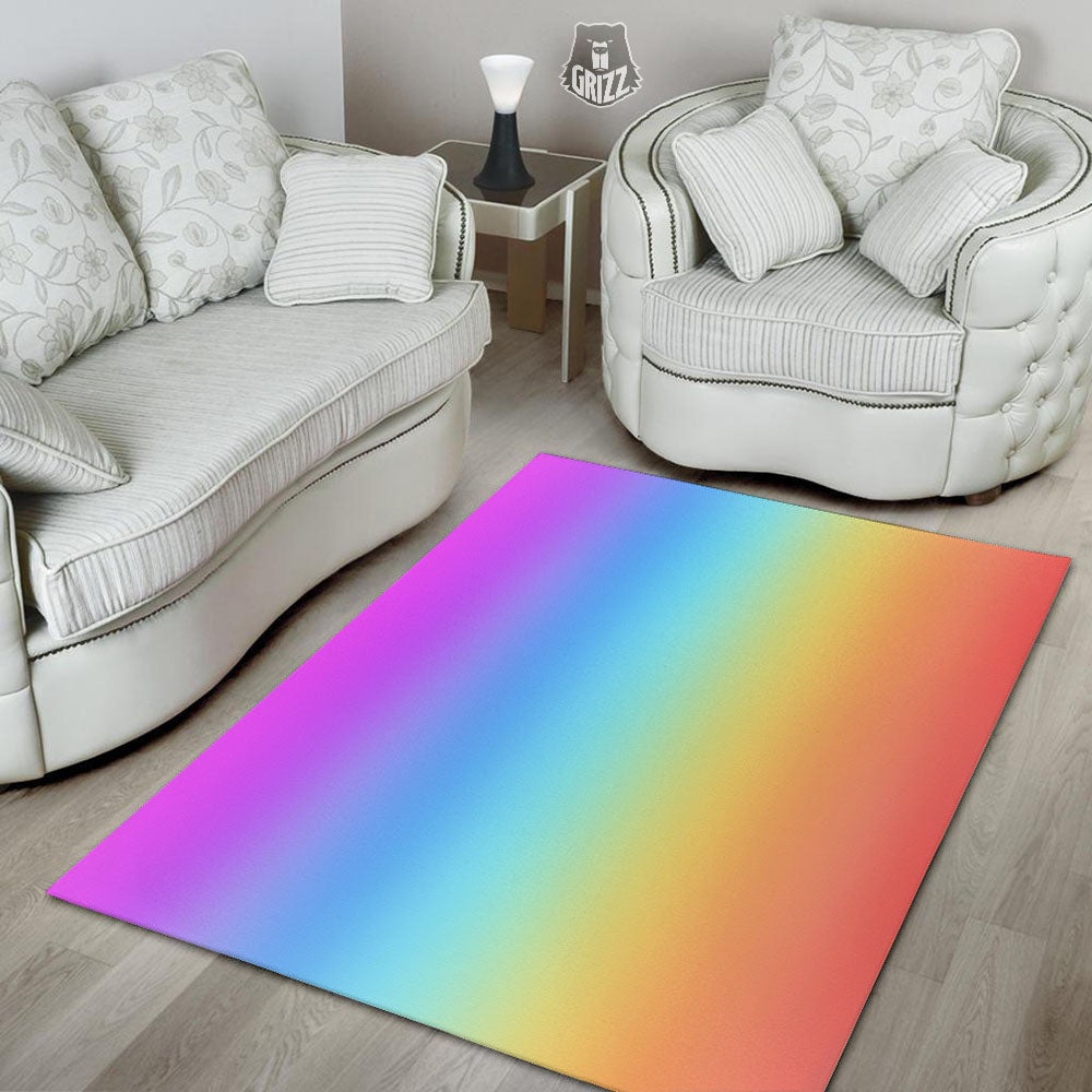 Gradient Rainbow Print Pattern Floor Mat-grizzshop