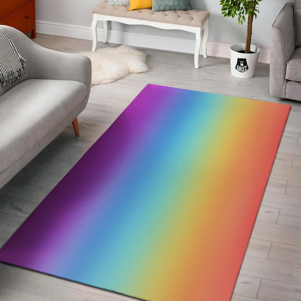 Gradient Rainbow Print Pattern Floor Mat-grizzshop