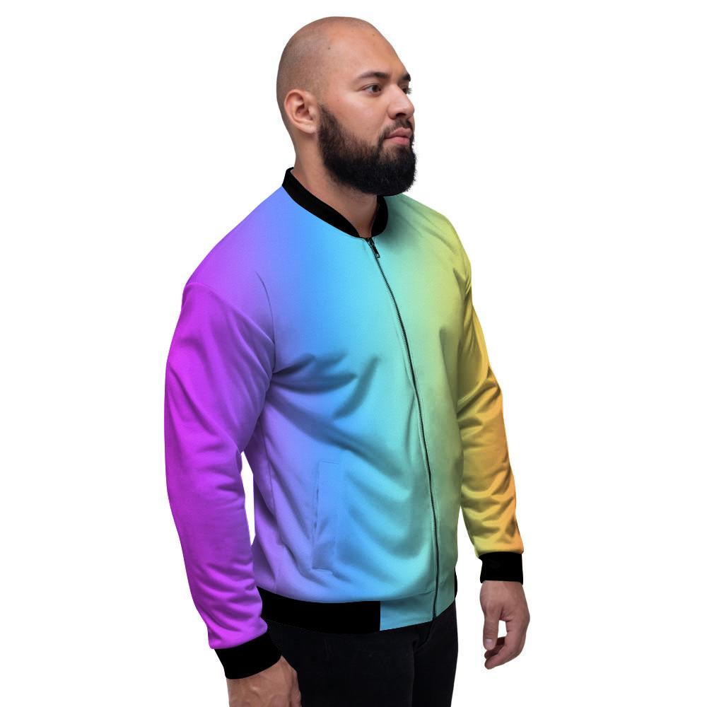Gradient Rainbow Print Pattern Men's Bomber Jacket-grizzshop