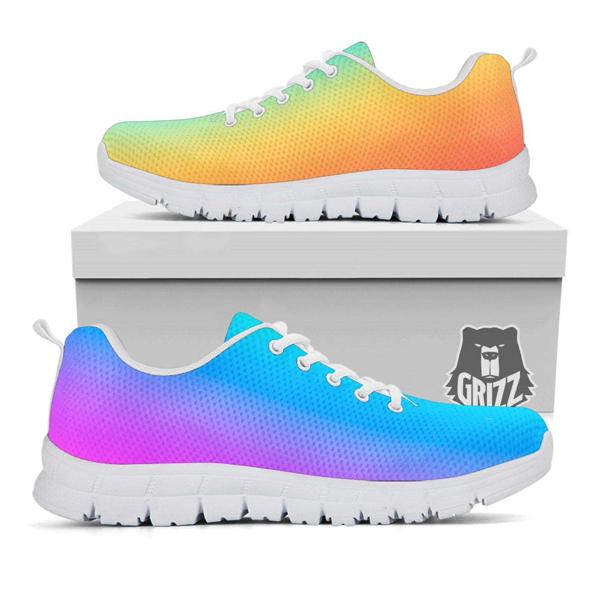 Gradient Rainbow Print Pattern White Sneaker-grizzshop