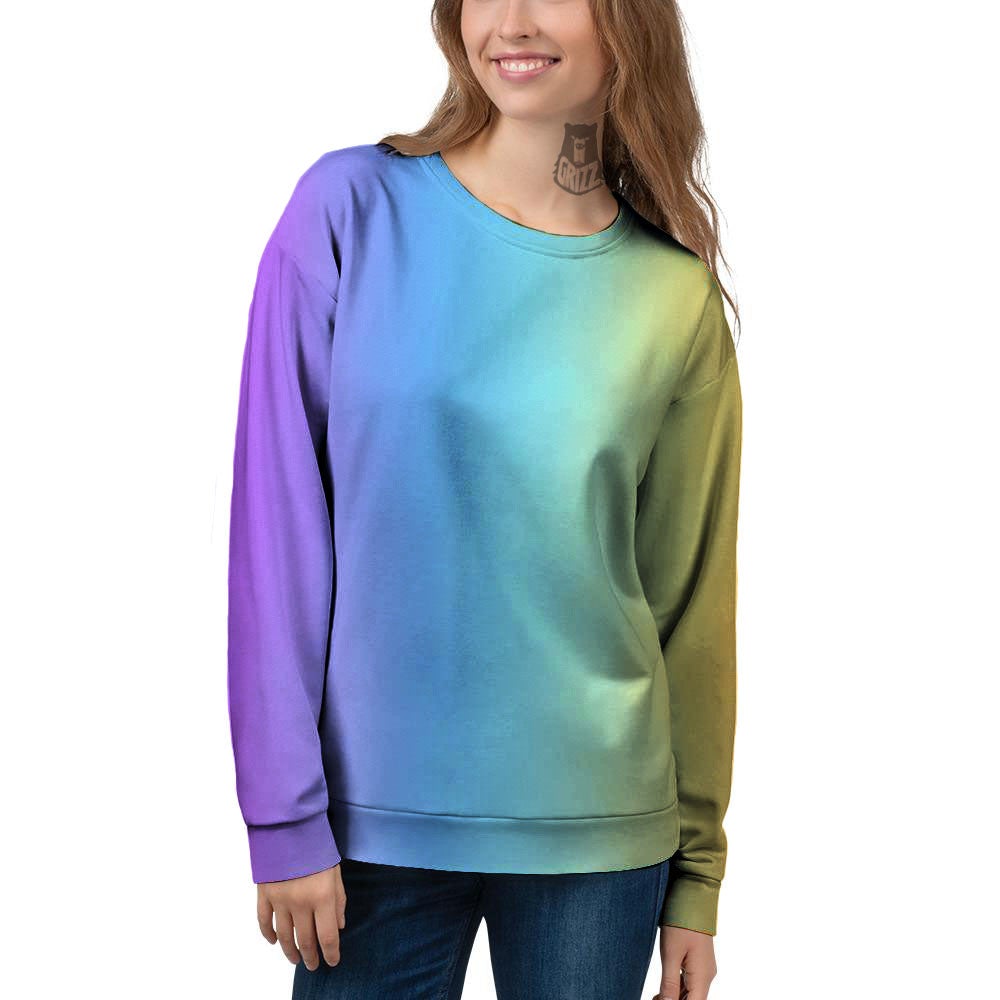 Gradient Rainbow Print Pattern Women's Sweatshirt-grizzshop