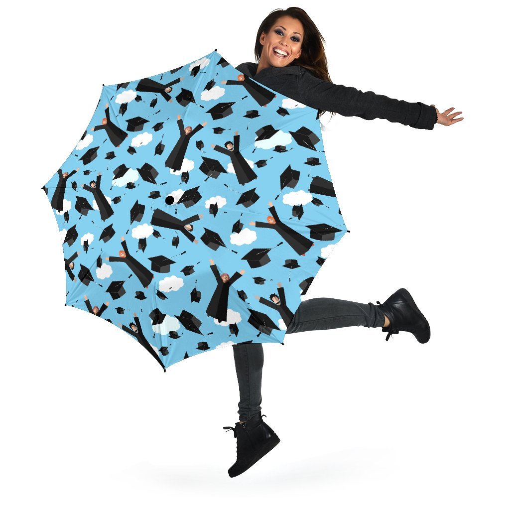 Graduation Day Pattern Print Automatic Foldable Umbrella-grizzshop
