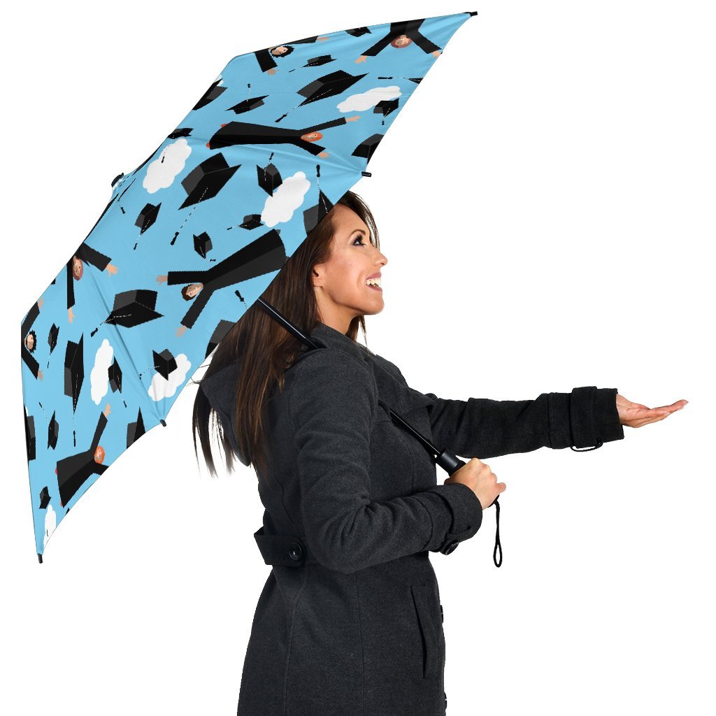 Graduation Day Pattern Print Automatic Foldable Umbrella-grizzshop