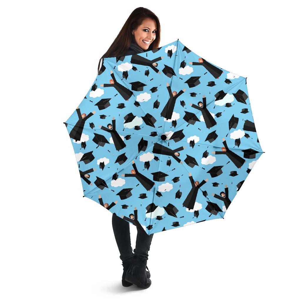 Graduation Day Pattern Print Automatic Foldable Umbrella-grizzshop