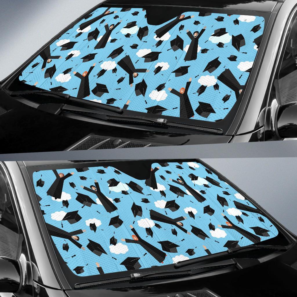 Graduation Day Pattern Print Car Sun Shade-grizzshop