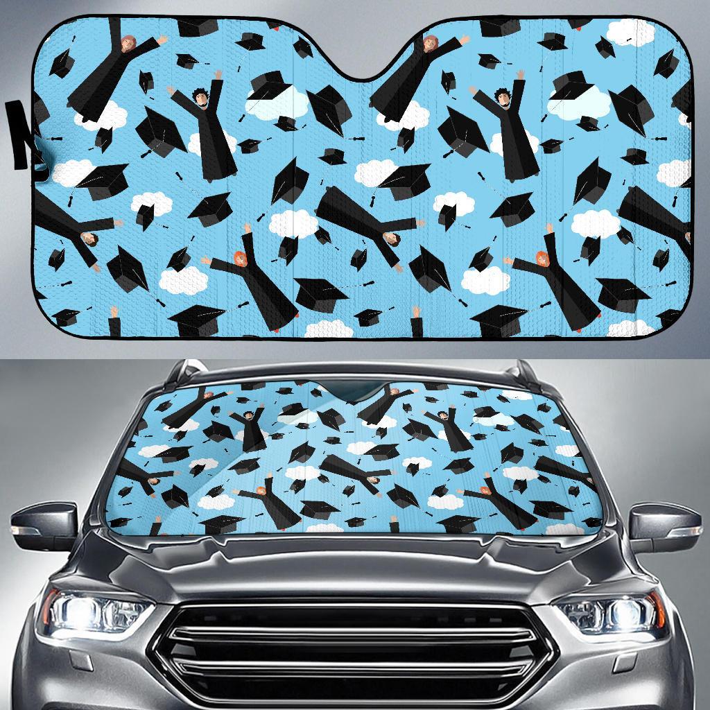 Graduation Day Pattern Print Car Sun Shade-grizzshop