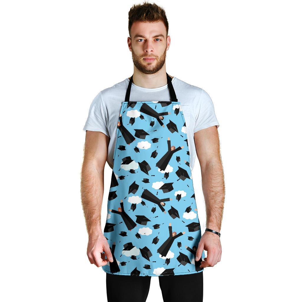 Graduation Day Pattern Print Men's Apron-grizzshop