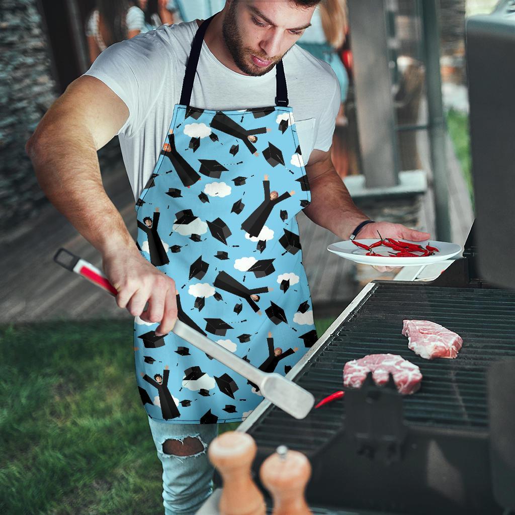 Graduation Day Pattern Print Men's Apron-grizzshop