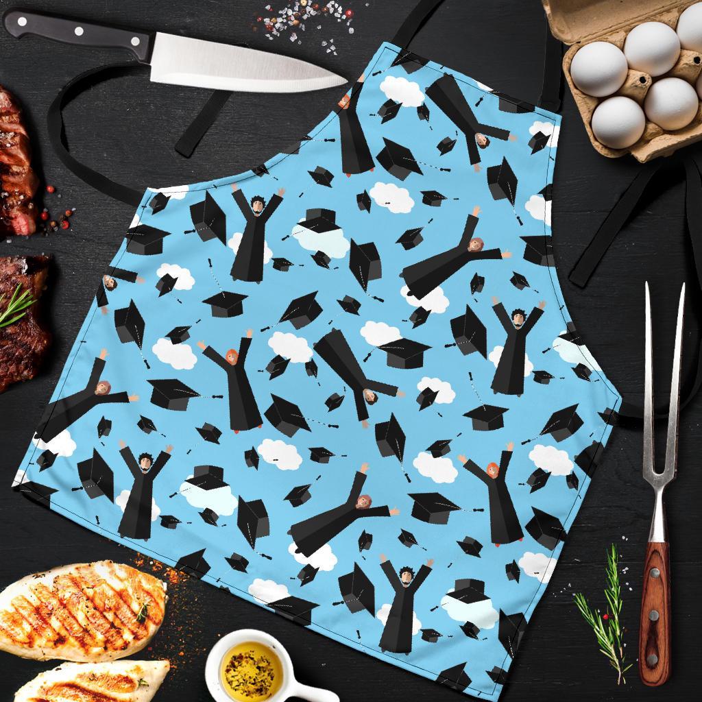 Graduation Day Pattern Print Men's Apron-grizzshop
