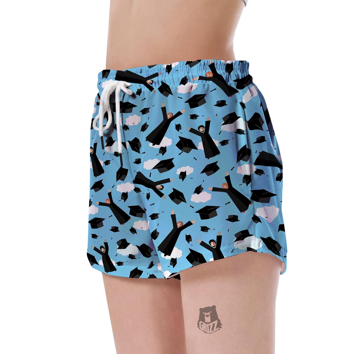 Graduation Day Pattern Print Women's Shorts-grizzshop