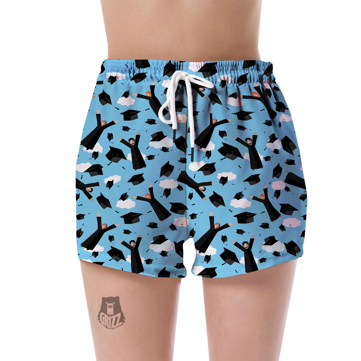 Graduation Day Pattern Print Women's Shorts-grizzshop
