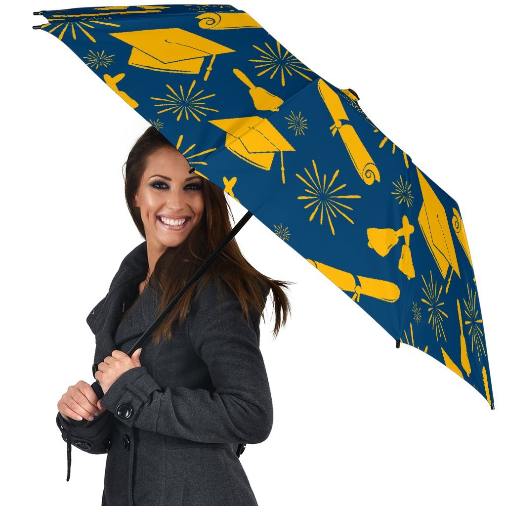 Graduation Pattern Print Automatic Foldable Umbrella-grizzshop