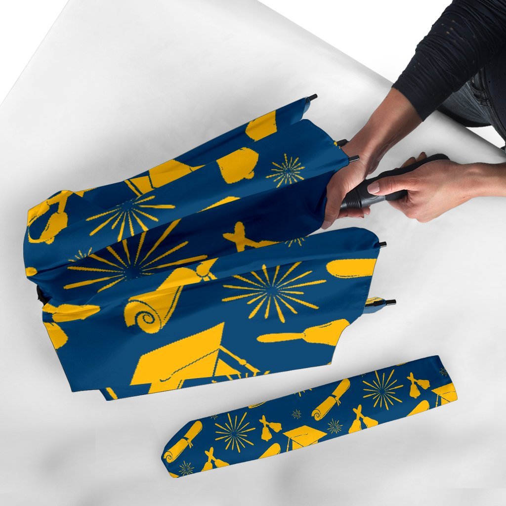 Graduation Pattern Print Automatic Foldable Umbrella-grizzshop
