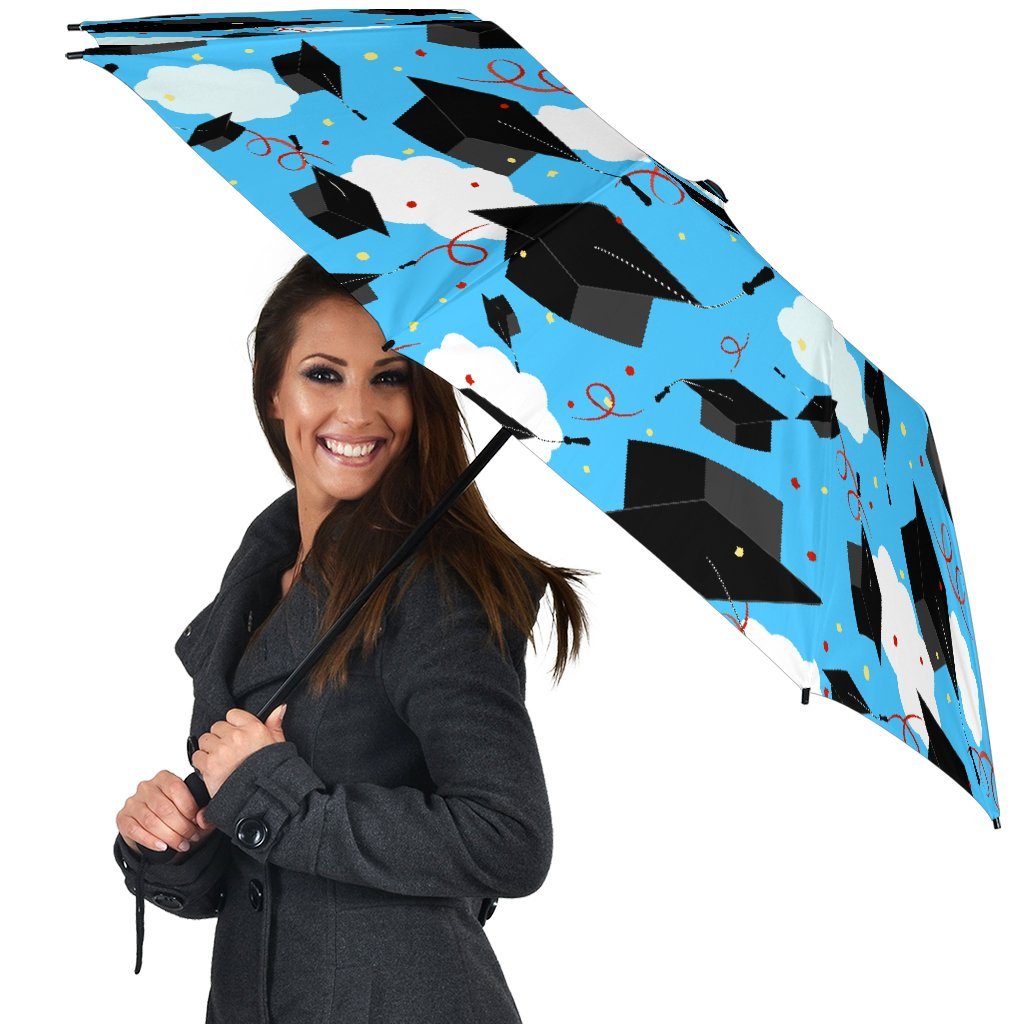 Graduation Print Pattern Automatic Foldable Umbrella-grizzshop
