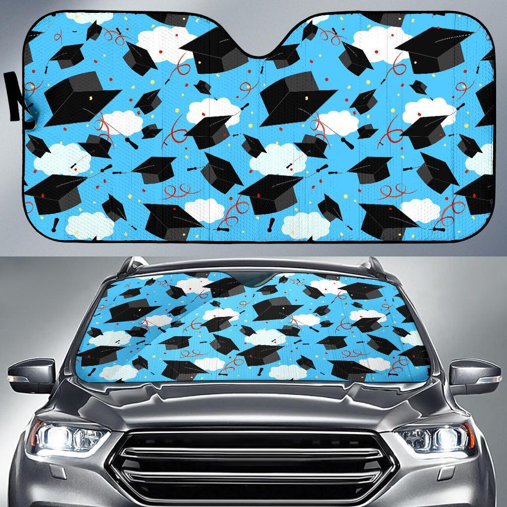 Graduation Print Pattern Car Sun Shade-grizzshop