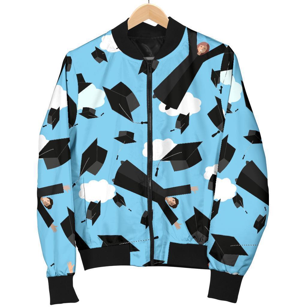 Graduation Day Pattern Print Women Casual Bomber Jacket-grizzshop