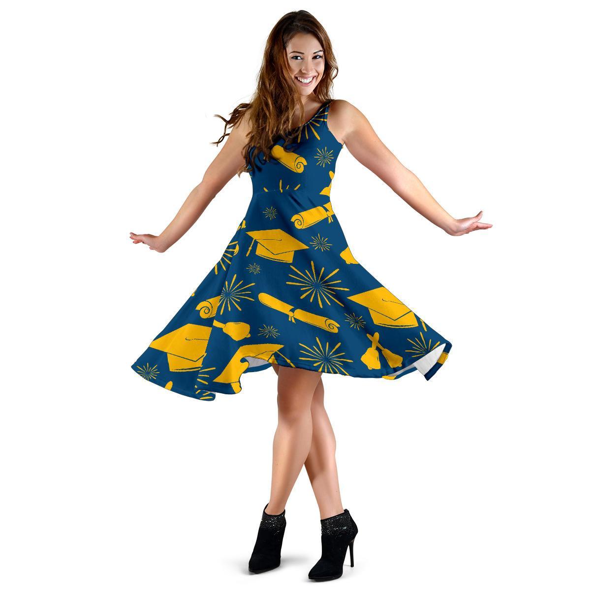 Graduation Pattern Print Dress-grizzshop