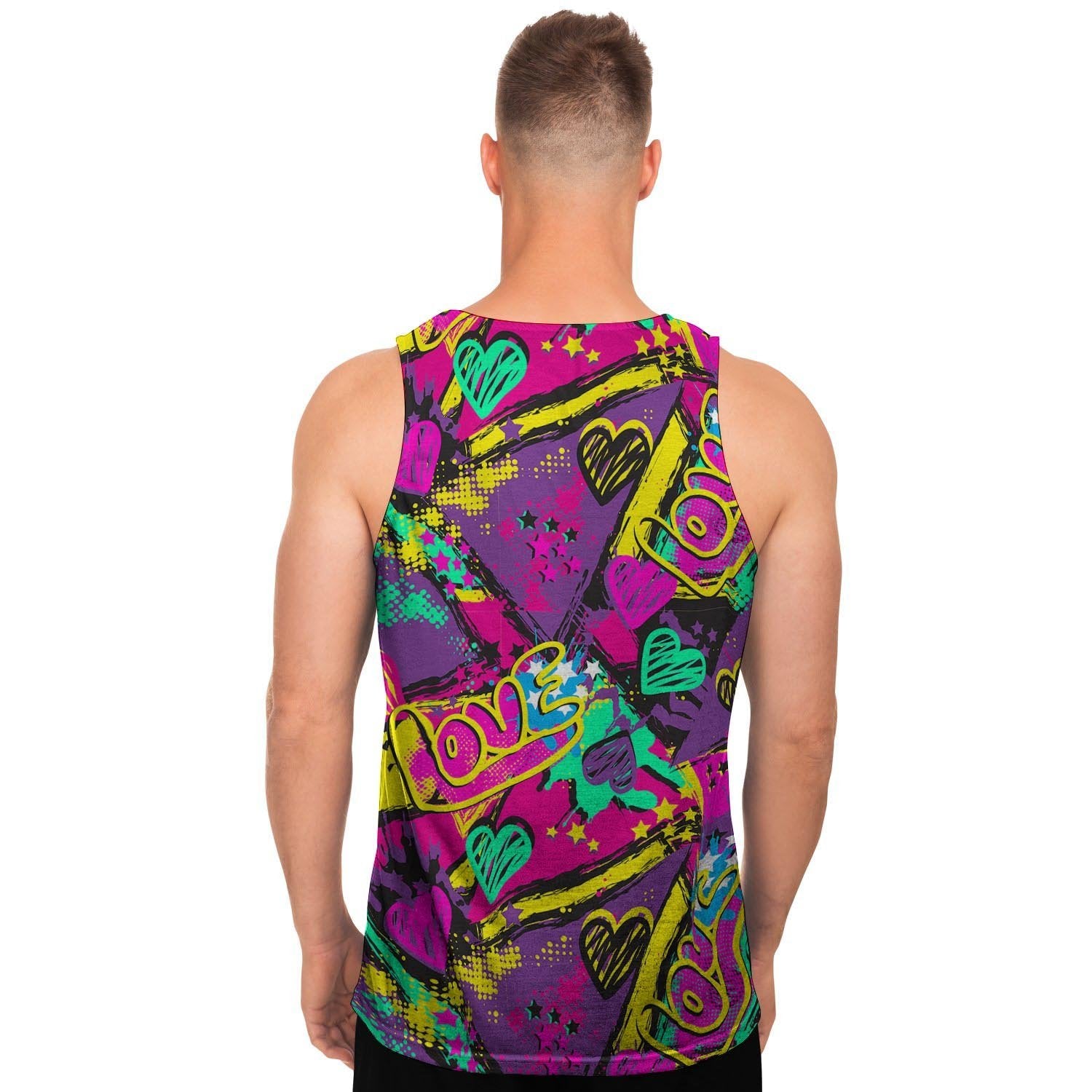 Graffiti Airbrush Love Print Men's Tank Tops-grizzshop